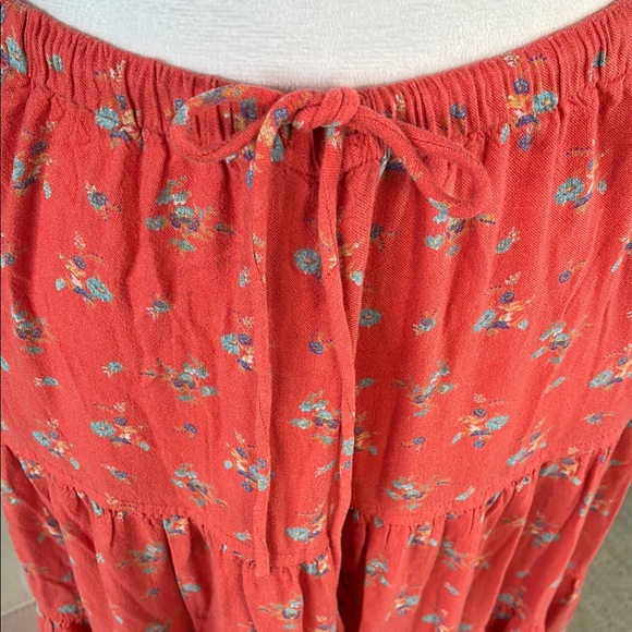 Free People NOVA Coral Floral Tiered Maxi Skirt - Elastic Waist with Drawstring - Picture 8 of 13